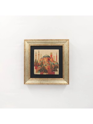 Ahsen resim çerçeve Çerçeveli Doğal Taş Üzerine Ayasofya Temalı Baskı Tablo (Miras)