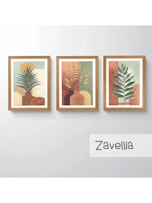 Ahsen resim çerçeve Çerçeveli 3'lü Tablo Set - Duvar Dekoru Soyut Tabloları - Zavellia