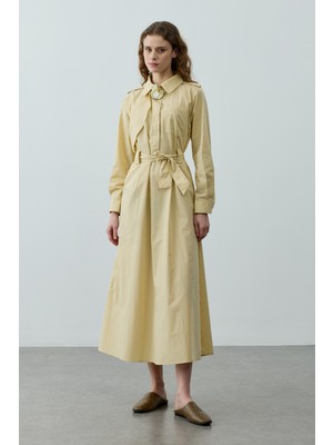 Fahhar Maxi Trenç Elbise Sarı