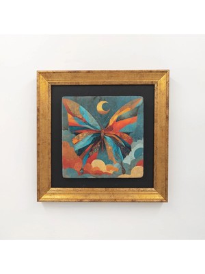 Ahsen resim çerçeve Çerçeveli Doğal Taş Üzerine Kelebek Temalı Baskı Tablo (Masal)