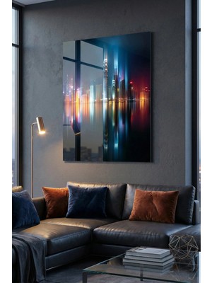 Ahsen resim çerçeve Kırılmaz Cam Tablo 5mm (Kalın) - Ev Işyeri Duvar Dekorasyonu - Soyut Bina Tasarımlar (Dikey)