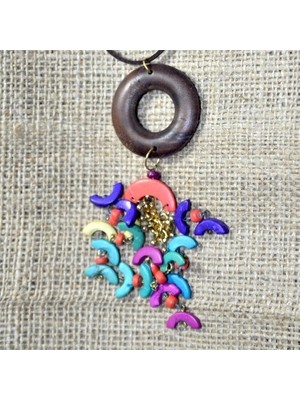 Derin's Design Art Ahşap Renkli Püsküllü Kolye