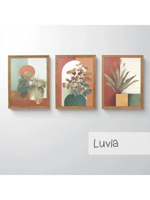 Ahsen resim çerçeve Çerçeveli 3'lü Tablo Set - Duvar Dekoru Soyut Tabloları - Luvia