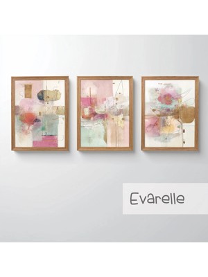 Ahsen resim çerçeve Çerçeveli 3'lü Tablo Set - Duvar Dekoru Soyut Tabloları - Evarelle