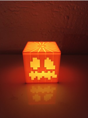 Allians Minecraft Tarzı Balkabağı Temalı Turuncu Tealyht LED Lamba, Halloween Dekorasyonu