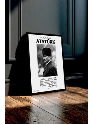 Ahsen resim çerçeve Atatürk - Çerçeveli Dikey Dekoratif Tablo - (Atatürk'ün Türk Dili Için Yazdığı Not)