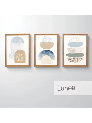 Ahsen resim çerçeve Çerçeveli 3'lü Tablo Set - Duvar Dekoru Soyut Tabloları - Lunea