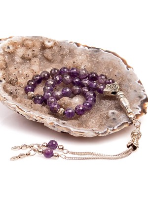 Taş Sandığı Ametist Taşı Tesbih - 6 mm Faset Kesim