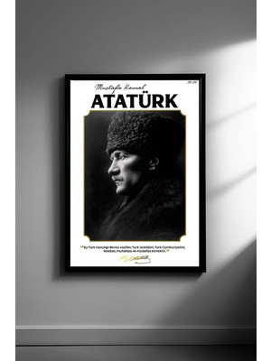Ahsen resim çerçeve Atatürk - Çerçeveli Dikey Dekoratif Tablo - (Atatürk'ün Gençliğe Hitabesi)