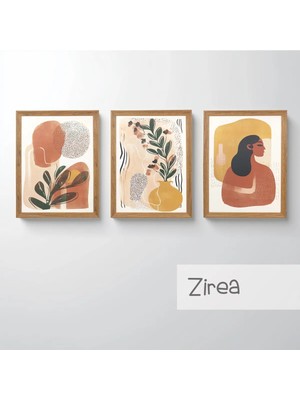 Ahsen resim çerçeve Çerçeveli 3'lü Tablo Set - Duvar Dekoru Soyut Tabloları - Zirea