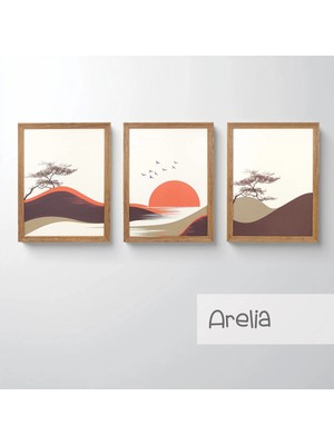 Ahsen resim çerçeve Çerçeveli 3'lü Tablo Set - Duvar Dekoru Soyut Tabloları - Arelia
