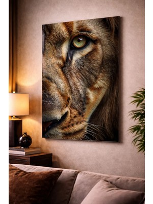 Ahsen resim çerçeve Kırılmaz Cam Tablo 5mm (Kalın) - Ev Işyeri Duvar Dekorasyonu – Aslan (Dikey)