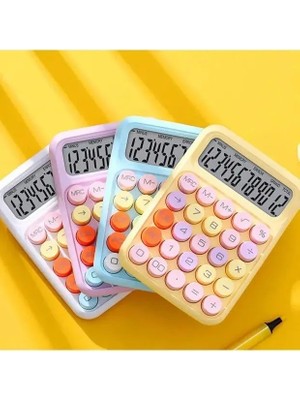 Karışık Renklerde Çok Fonksiyonlu Masaüstü Hesap Makinesi 12 Haneli Açılı Geniş Ekran Renkli Tasarım İle Kullanım Kolaylığı