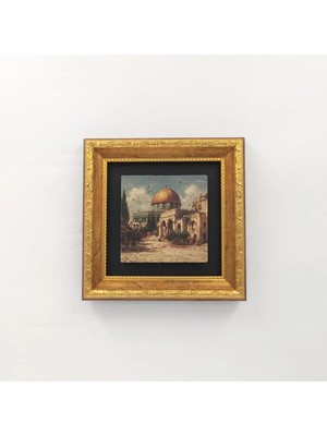 Ahsen resim çerçeve Çerçeveli Doğal Taş Üzerine Mescid-I Aksa Temalı Baskı Tablo (Aksa)