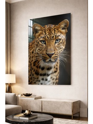Ahsen resim çerçeve Kırılmaz Cam Tablo 5mm (Kalın) - Ev Işyeri Duvar Dekorasyonu - Soyut Leopar Tasarımlar (Dikey)