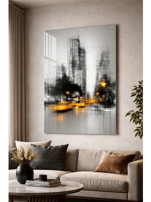 Ahsen resim çerçeve Kırılmaz Cam Tablo 5mm (Kalın) - Ev Işyeri Duvar Dekorasyonu - Soyut Tasarımlar (Dikey)