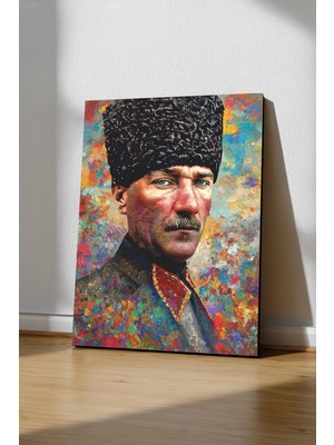 Ahsen resim çerçeve Atatürk Kanvas Tablo Yağlı Boya Tasarım Siyah Beyaz Işyeri Ev