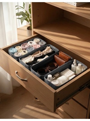 Ser&Yat Çekmece Organizer Seti | 4’lü Set |Katlanabilir, Çelik Destekli Çekmece İçi Kıyafet Düzenleyici