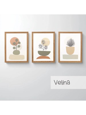 Ahsen resim çerçeve Çerçeveli 3'lü Tablo Set - Duvar Dekoru Soyut Tabloları - Velina