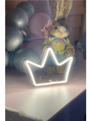 Allians Neon LED Işıklı Çocuk Odası Masaüstü Taç Şekli Tablo 20X15 cm