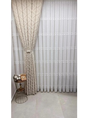 Nivemes Home Nivemeshome  Konak 1-0028 Ekru  1/3 Pileli Tül Perde