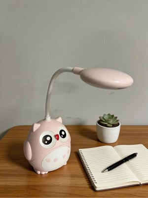Allians Sevimli Baykuş LED Masa Lambası, Dokunmatik Gece Işığı, Pembe ve Yeşil