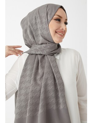 inStyle Evya Kazayağı Desen Ipeksi Jakar Şal - Koyu Gri