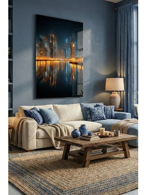 Ahsen resim çerçeve Kırılmaz Cam Tablo 5mm (Kalın) - Ev Işyeri Duvar Dekorasyonu - Soyut Bina Tasarımlar (Dikey)