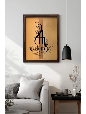 Ahsen resim çerçeve Çerçeveli Kaligrafi Yazılı Tablo - Ah Teslimiyet