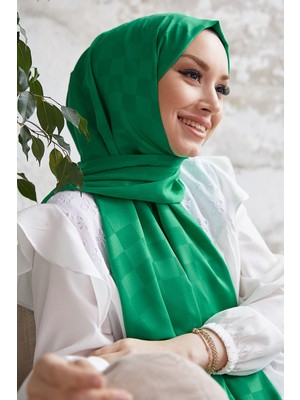 inStyle Maura Dama Desen Ipeksi Jakar Şal - Yeşil
