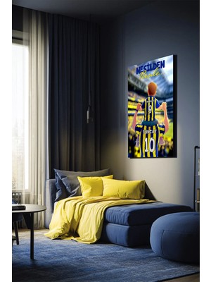 Ahsen resim çerçeve Sarı Lacivert Kişiye Özel Baba Oğul Kanvas Tablo