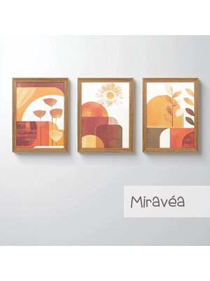 Ahsen resim çerçeve Çerçeveli 3'lü Tablo Set - Duvar Dekoru Soyut Tabloları - Miravéa