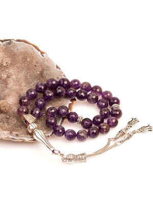 Taş Sandığı Ametist Taşı Tesbih - 8 mm ( Faset Kesim )