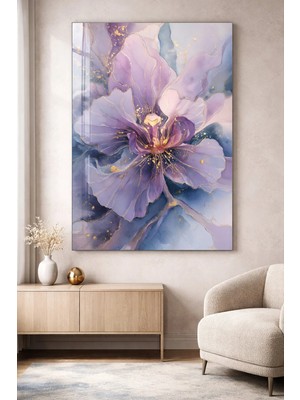 Ahsen resim çerçeve Kırılmaz Cam Tablo 5mm (Kalın) - Ev Işyeri Duvar Dekorasyonu – Soyut Çiçek Tasarımlar (Dikey)