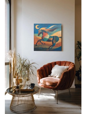 Ahsen resim çerçeve Renkli At Modern Mozaik Parçalı Kanvas Tablo Işyeri Ev