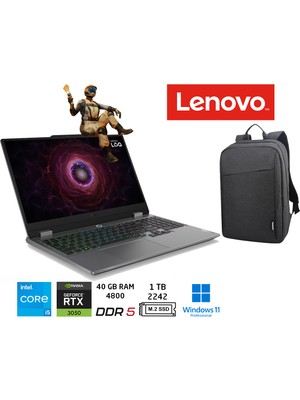 Lenovo loq 15IAX9 83GS00PDTR Intel Core I5-12600HX 40GB 1tb SSD RTX3050-6GB 15.6" IPS W11 Pro+Duddi Çanta