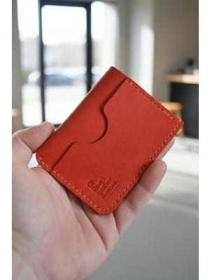 Oh Deer Leather Hakiki Deri Minimal Kartlık – Slim İnce Tasarım Kartlık – Pueblo Deri Kırmızı