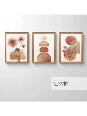 Ahsen resim çerçeve Çerçeveli 3'lü Tablo Set - Duvar Dekoru Soyut Tabloları - Esvin