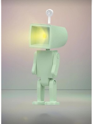 Allians Mini Robot Şekilli Yeşil Astronot Lamba, Çok Amaçlı ve Şık Tasarım