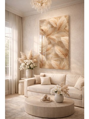 Ahsen resim çerçeve Kırılmaz Cam Tablo 5mm (Kalın) - Ev Işyeri Duvar Dekorasyonu – Soyut Çiçek Tasarımlar (Dikey)