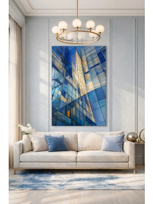 Ahsen resim çerçeve Kırılmaz Cam Tablo 5mm (Kalın) - Ev Işyeri Duvar Dekorasyonu - Soyut Bina Tasarımlar (Dikey)