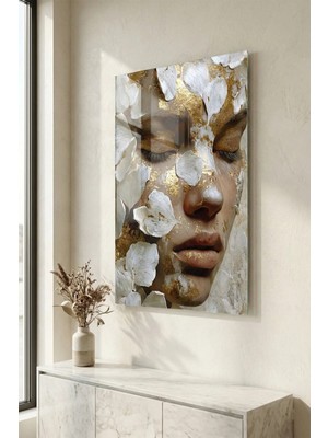 Ahsen resim çerçeve Kırılmaz Cam Tablo 5mm (Kalın) - Ev Işyeri Duvar Dekorasyonu - Soyut Kadın Tasarımlar (Dikey)