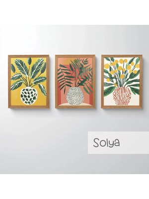 Ahsen resim çerçeve Çerçeveli 3'lü Tablo Set - Duvar Dekoru Soyut Tabloları - Solya