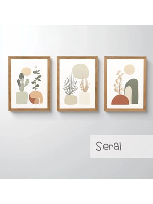 Ahsen resim çerçeve Çerçeveli 3'lü Tablo Set - Duvar Dekoru Soyut Tabloları - Seral