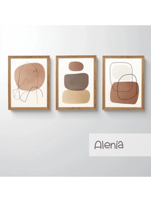 Ahsen resim çerçeve Çerçeveli 3'lü Tablo Set - Duvar Dekoru Soyut Tabloları - Alenia