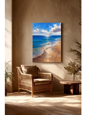 Ahsen resim çerçeve Sahil Kenarı Deniz Manzarası Kanvas Tablo Yağlı Boya Görünüm Işyeri Ev