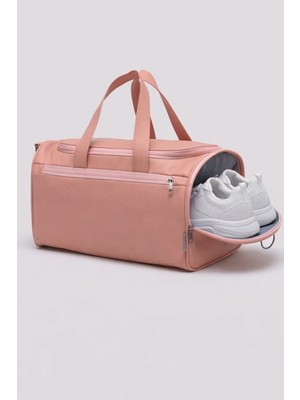 Kaff Pudra Suni Deri Yan Ayakkabı Bölmeli Unisex Geniş Hacimli Seyahat Spor Fitness Spor Çantası - 00124