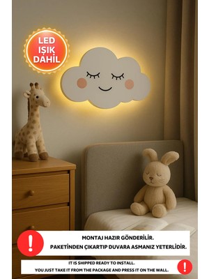 Allians Ahşap Bulut Gece Lambası, Bebek ve Çocuk Odası Için Duvar Dekoru