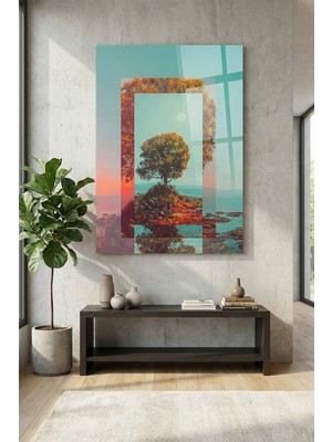 Ahsen resim çerçeve Kırılmaz Cam Tablo 5mm (Kalın) - Ev Işyeri Duvar Dekorasyonu - Soyut Tasarımlar (Dikey)