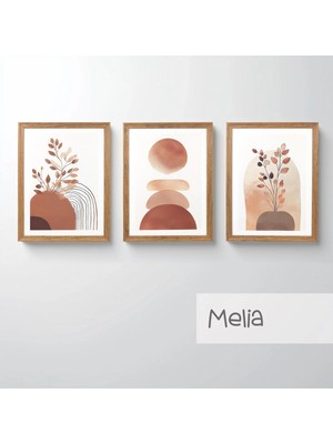 Ahsen resim çerçeve Çerçeveli 3'lü Tablo Set - Duvar Dekoru Soyut Tabloları - Melia